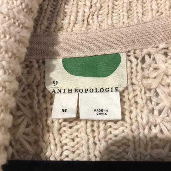 Anthropologie cream open knitted chunky cardigan size medium - Picture 5 of 9